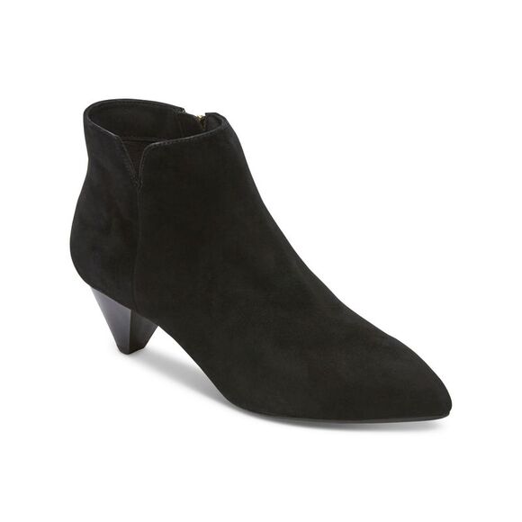 NWT ROCKPORT Womens Black Vented Milia Toe Cone Heel Leather Booties 8.5 M